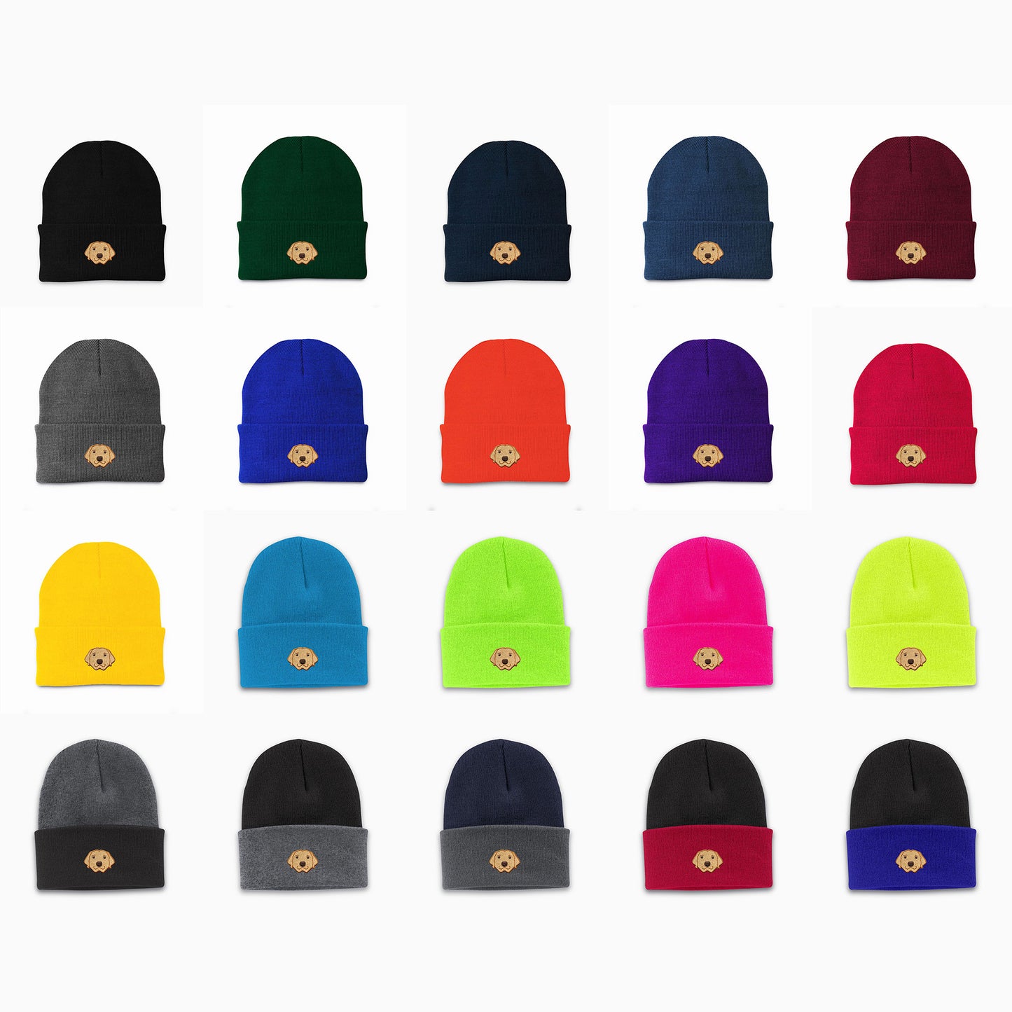 All Colors of our custom dog dad cuff beanies