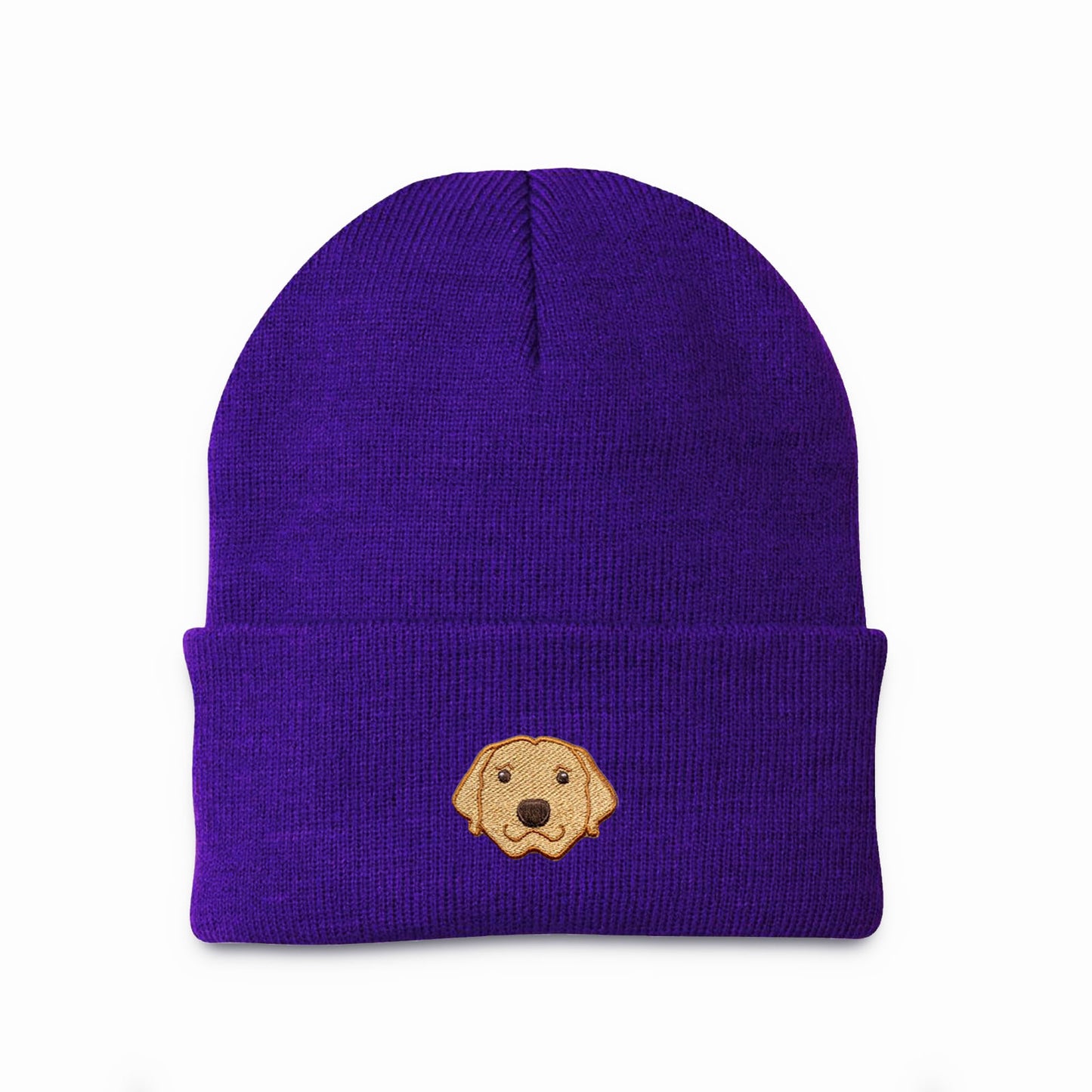 Purple Custom Dog beanie personalized and embroidered on the front.