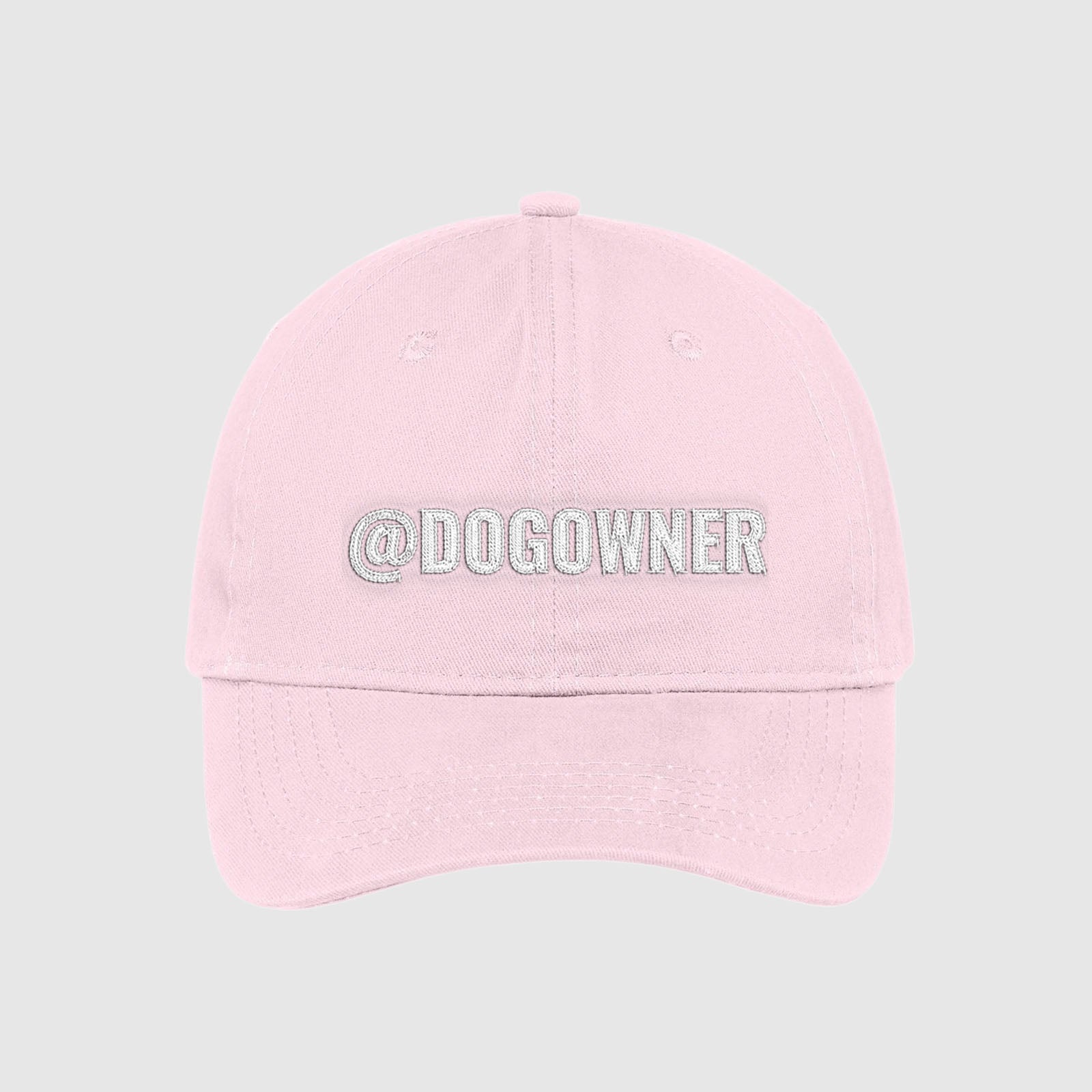 Blush light pink customizable hat with your social media handle embroidered on the front.