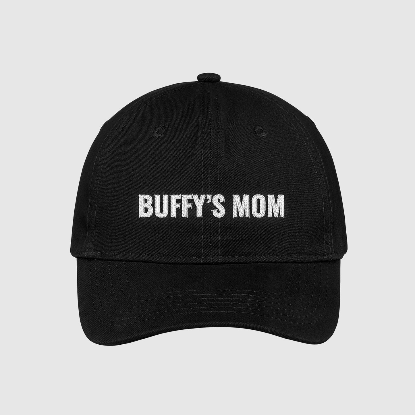 Black customizable dog mom hat with your dog's name embroidered on the front.