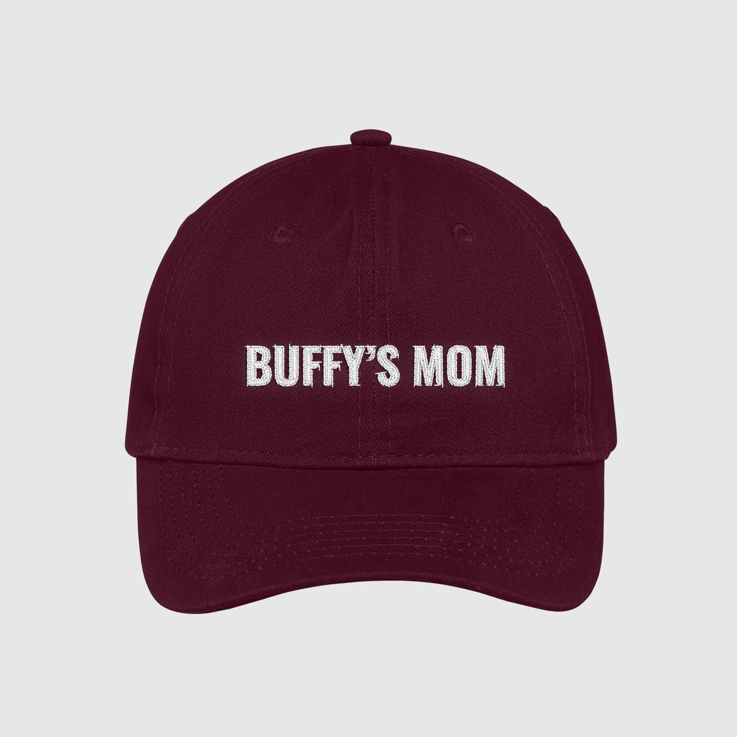 Maroon customizable dog mom hat with your dog's name embroidered on the front.