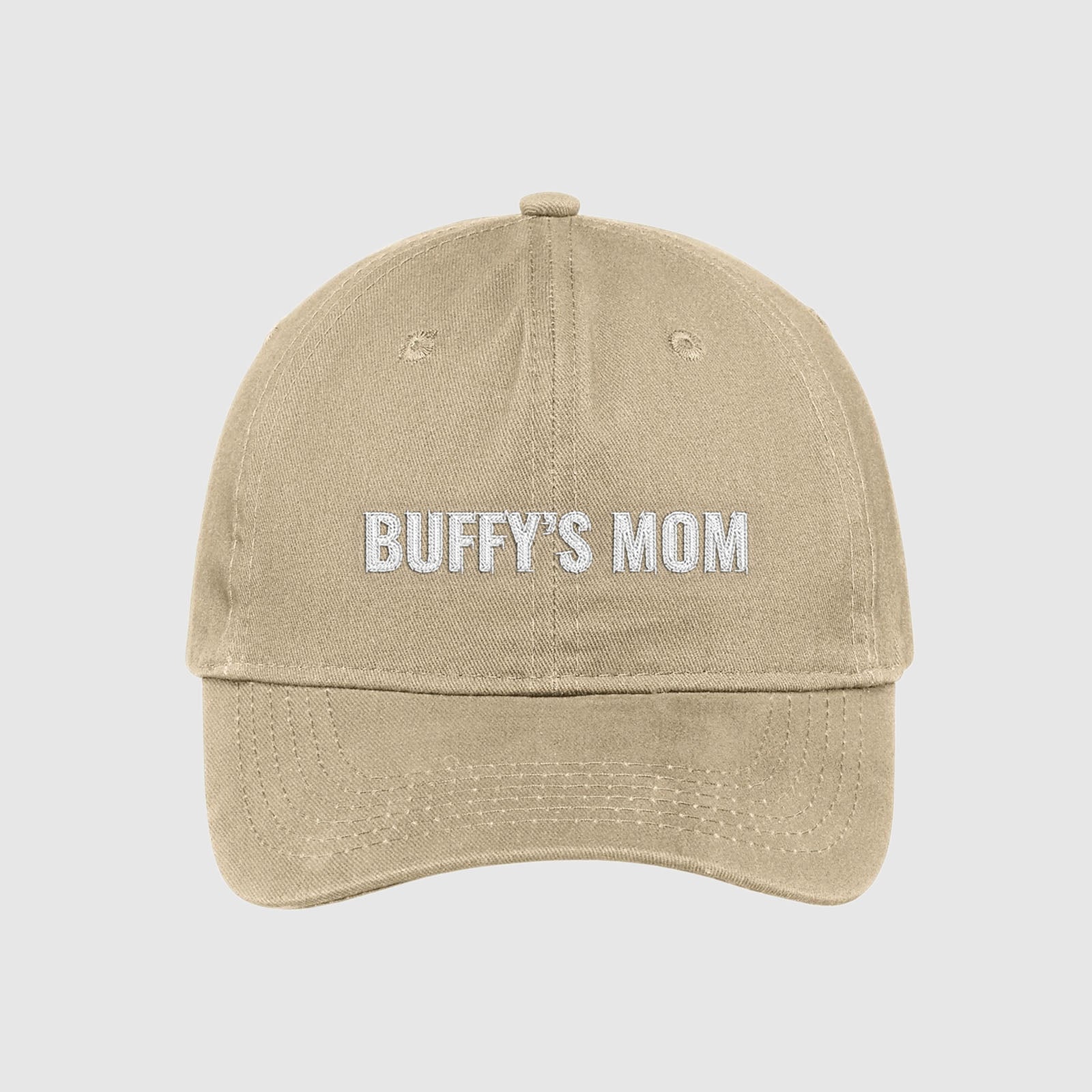 Khaki customizable dog mom hat with your dog's name embroidered on the front.