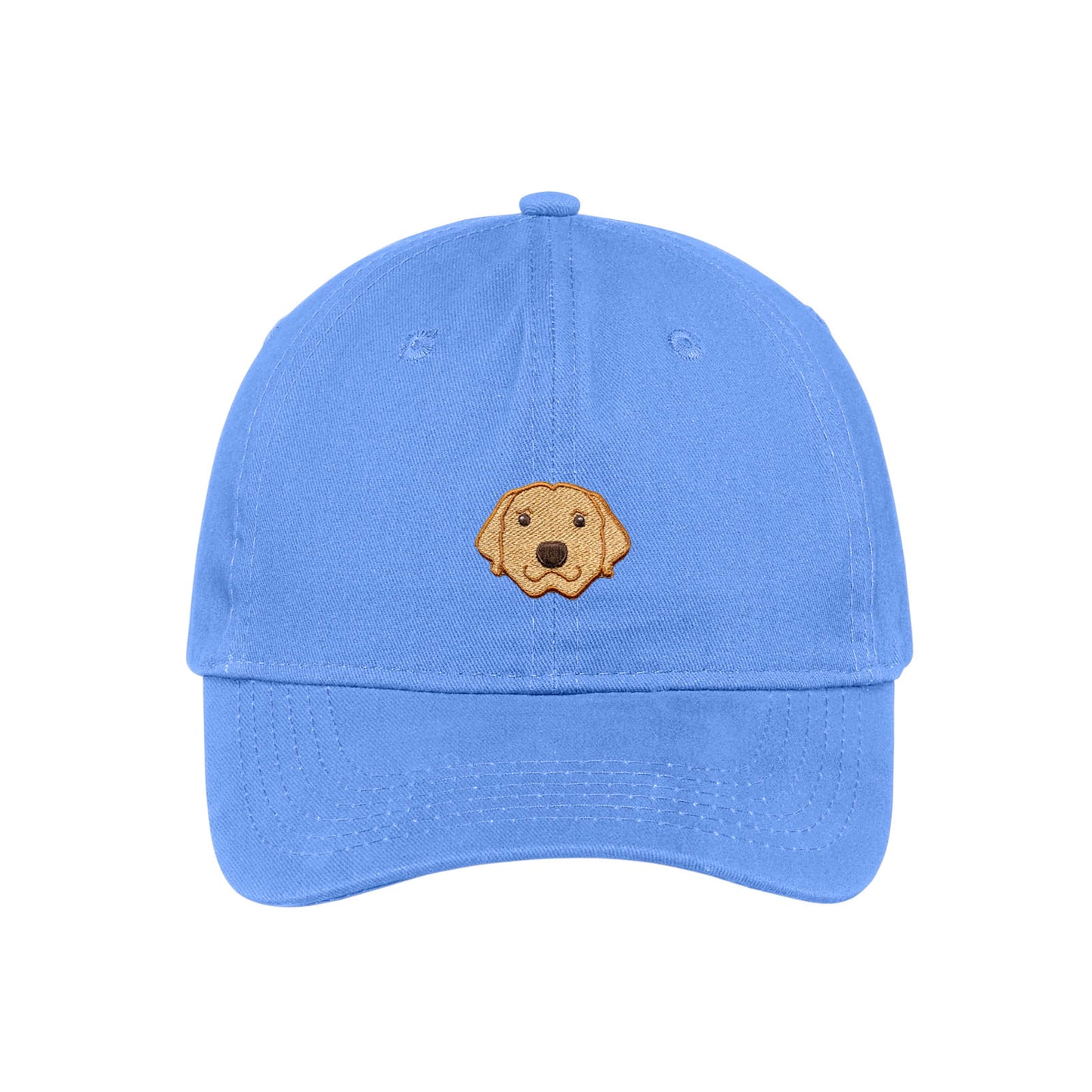 Carolina blue custom dog dad hats customized with your dog's face embroidered on the front.