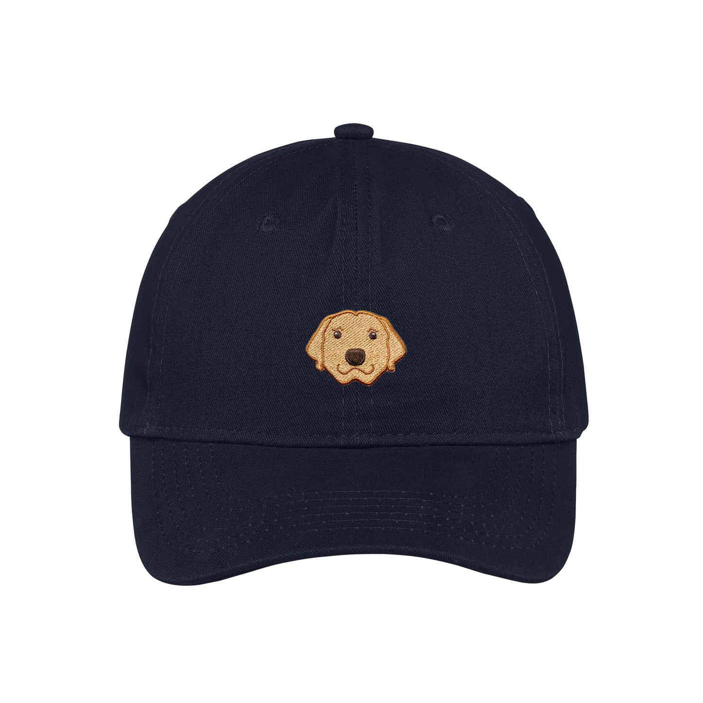 Navy custom dog dad hats customized with your dog's face embroidered on the front.