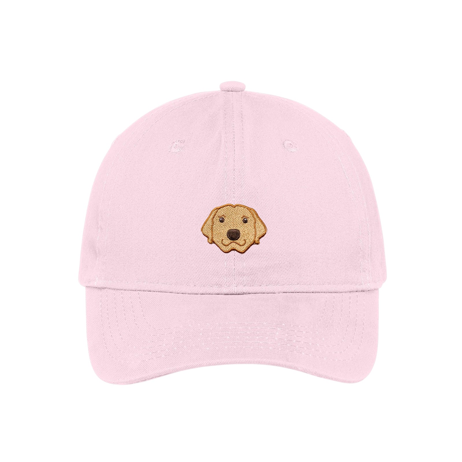 Pink custom dog dad hats customized with your dog's face embroidered on the front.