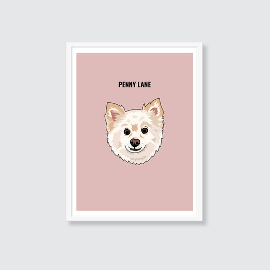 Custom Pet Poster in Blush pink with your dog, cat & pet.