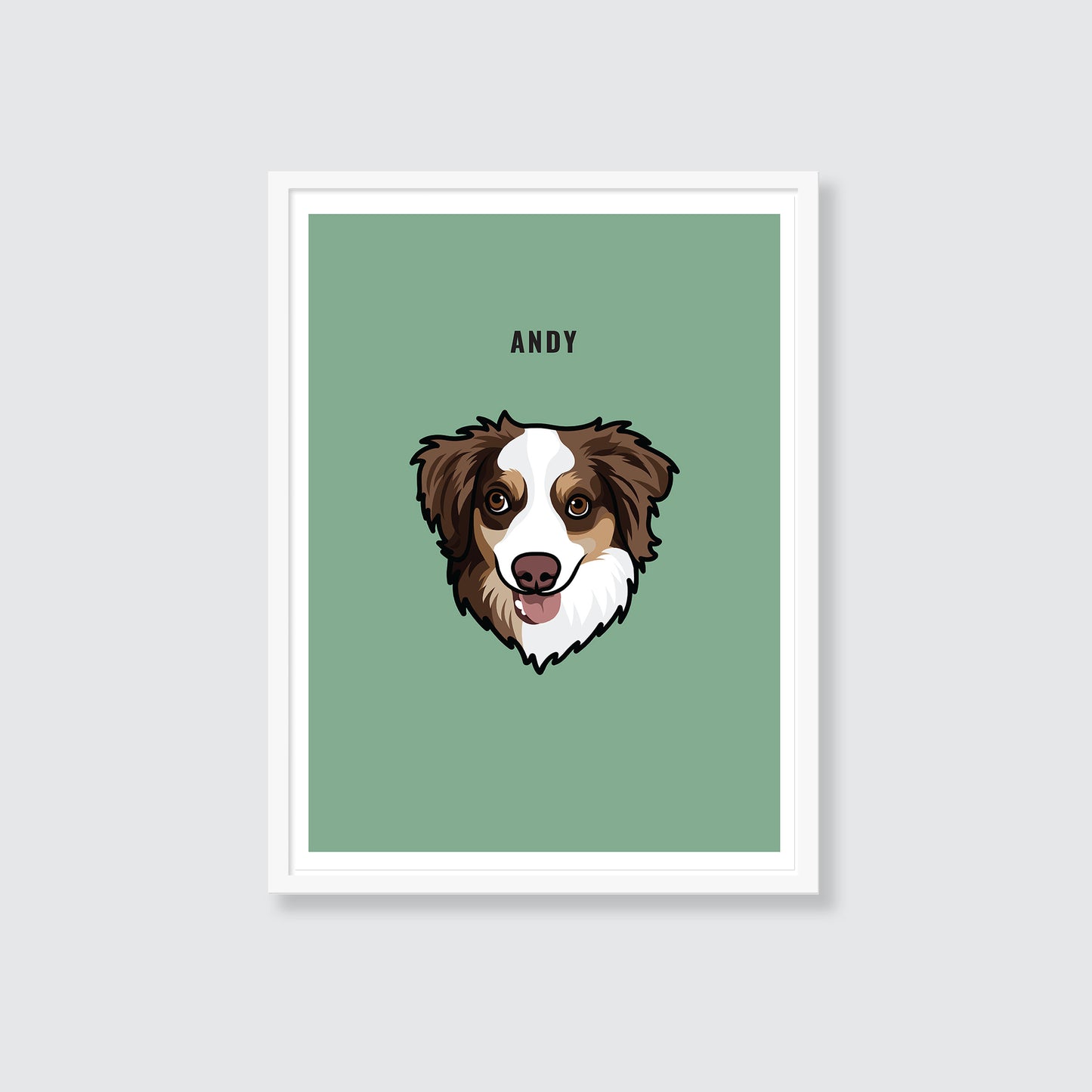 Custom Pet Poster in sage with your dog, cat & pet.